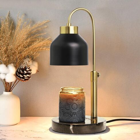 Candle Warmer Lamp with Timer Adjustable Height Black Marble Base, Electric Candle Lamp Warmer Light Dimmable Candle Melter lamp Candle Warming Lamp Compatible Jar Candles Size in Saudi Arabia