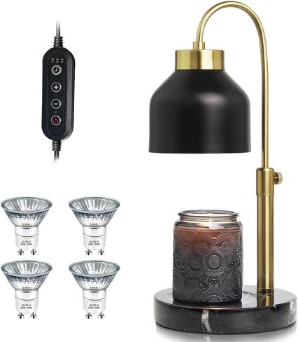 Candle Warmer Lamp with Timer Adjustable Height Black Marble Base, Electric Candle Lamp Warmer Light Dimmable Candle Melter lamp Candle Warming Lamp Compatible Jar Candles Size in Saudi Arabia