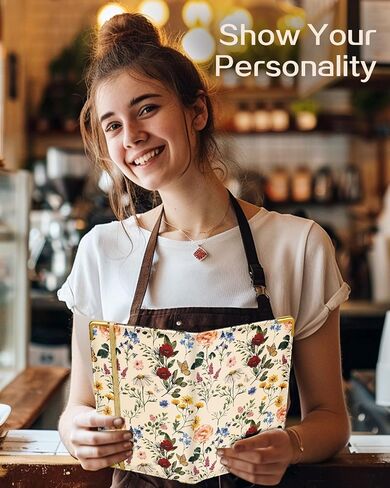 Slohif Server Book for Waitress Cute Serving Books with Zipper Pocket Accessories Leather Server Check Book Restaurant Waiter Server Booklet Ticket Book Holder Colorful Work Hard in Kuwait