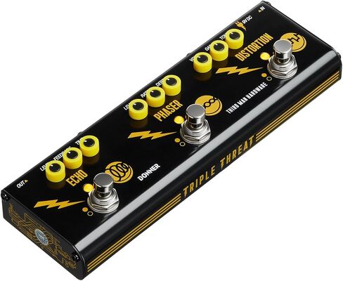 دواسة Donner X Third Man Hardware متعددة التأثيرات، تهديد ثلاثي 3 في 1 دواسة جيتار تناظرية تشويه فيزر صدى مع محول للجيتار الكهربائي in Saudi Arabia