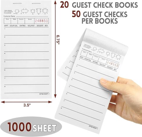 Rcybeo Guest Check Pads (8 Pack), Server Order Pads for Restaurant, Waitress Order Notepad, Food Receipt Book, Waitress Accessories in Saudi Arabia