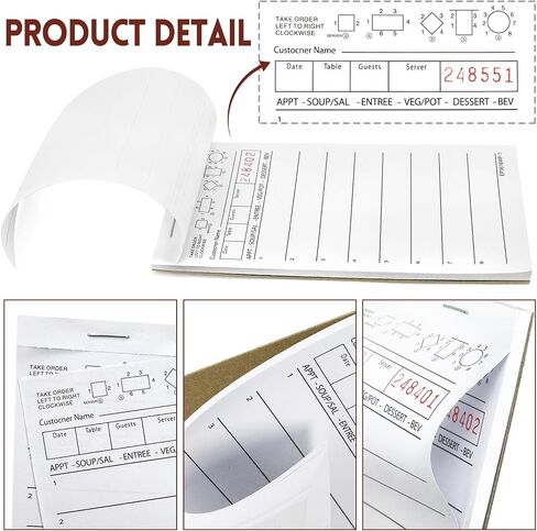 Rcybeo Guest Check Pads (8 Pack), Server Order Pads for Restaurant, Waitress Order Notepad, Food Receipt Book, Waitress Accessories in Saudi Arabia