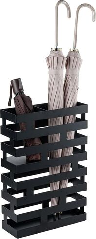 MyGift 17 Inch Freestanding Entryway Umbrella Rack or Cane Holder with Shelf for Small Umbrellas in Decorative Modern Matte Black Metal Geometric Cutout Design in Saudi Arabia