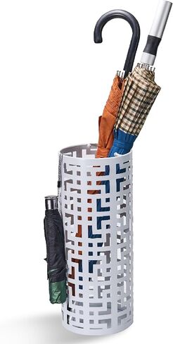 حامل مظلة للمدخل، حامل مظلة معدني دائري قائم بذاته، صندوق تنظيم مظلة مجموعة المطر لمقهى المكتب المنزلي، يحمل 6-7 مظلات، 16 × 6.5 بوصة in Kuwait