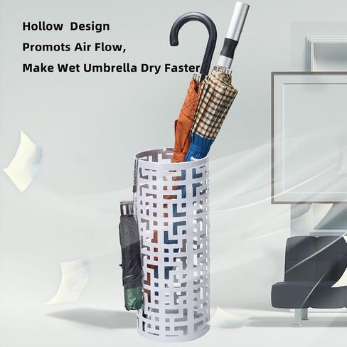 حامل مظلة للمدخل، حامل مظلة معدني دائري قائم بذاته، صندوق تنظيم مظلة مجموعة المطر لمقهى المكتب المنزلي، يحمل 6-7 مظلات، 16 × 6.5 بوصة in Kuwait