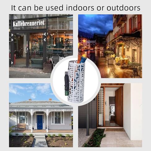 حامل مظلة للمدخل، حامل مظلة معدني دائري قائم بذاته، صندوق تنظيم مظلة مجموعة المطر لمقهى المكتب المنزلي، يحمل 6-7 مظلات، 16 × 6.5 بوصة in Kuwait