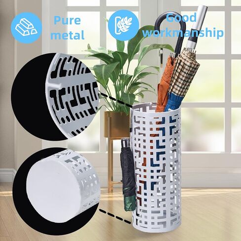 حامل مظلة للمدخل، حامل مظلة معدني دائري قائم بذاته، صندوق تنظيم مظلة مجموعة المطر لمقهى المكتب المنزلي، يحمل 6-7 مظلات، 16 × 6.5 بوصة in Kuwait