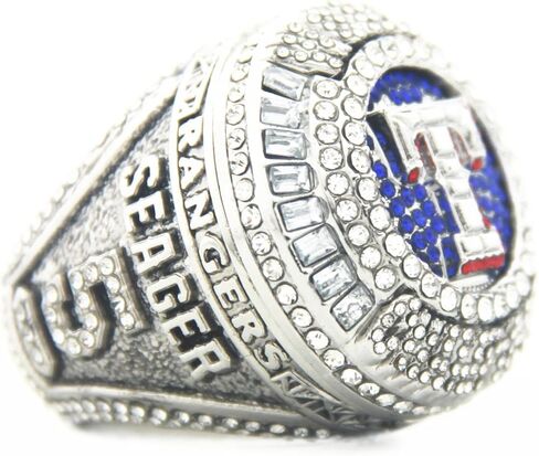 5 # SEAGER Perfect 2023 TEX World Replica Champions Ring مع صندوق خشبي فاخر من الجوز الأسود هدايا للنساء والرجال والأطفال والأولاد والآباء in Kuwait