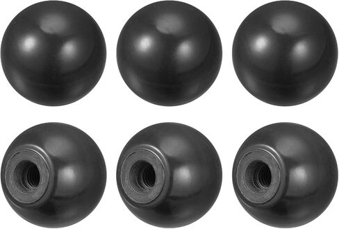 uxcell 6Pcs Threaded Ball Knobs, M6 Female Thread Thermoset Ball Knob 0.98'' Dia Black Round Operation Ball Handles Embedded Threaded Knob for Machine Handle Tool Replacement in Saudi Arabia
