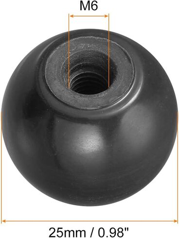uxcell 6Pcs Threaded Ball Knobs, M6 Female Thread Thermoset Ball Knob 0.98'' Dia Black Round Operation Ball Handles Embedded Threaded Knob for Machine Handle Tool Replacement in Saudi Arabia