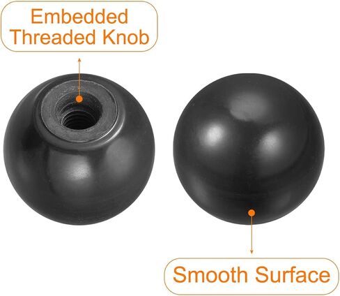 uxcell 6Pcs Threaded Ball Knobs, M6 Female Thread Thermoset Ball Knob 0.98'' Dia Black Round Operation Ball Handles Embedded Threaded Knob for Machine Handle Tool Replacement in Saudi Arabia