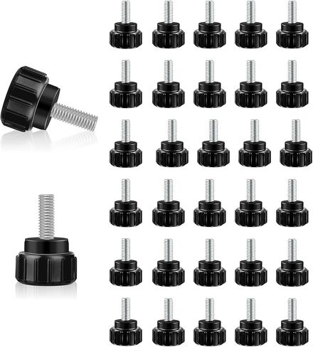 30PCS M4 x 10mm Knurled Thumb Screws Round Black Thumb Screws Carbon Steel Threaded Knurled Thumbscrews TV Mounting Screws Grip Knobs Thumb Screw for Machinery in Saudi Arabia