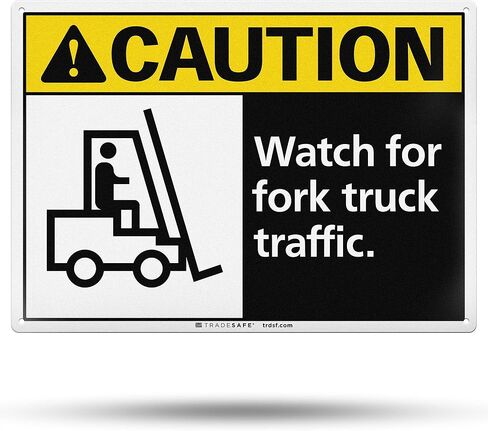 TRADESAFE Watch for Fork Truck Traffic Sign, Caution Sign, Quick Install Aluminum Safety Sign, Light Reflective, UV-Resistant, Waterproof Signs for Business, 14" X 10" Safety Signs & Signals in Saudi Arabia
