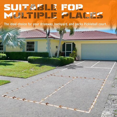 استنسل ملعب Pickleball، خطوط محكمة Pickleball من الورق المقوى قابلة لإعادة الاستخدام، سهلة الإعداد مع تعليمات واضحة، مجموعة علامات المحكمة ذات الحجم الاحترافي للممر والفناء الخلفي والحدائق in Kuwait