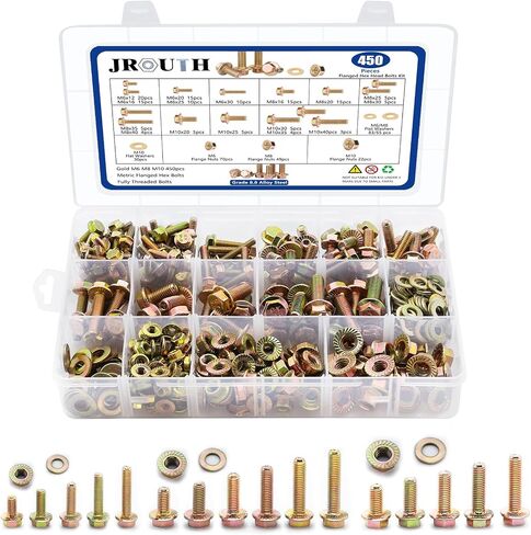 920PCS Grade8.8 Metric Bolt and Nut Assortment, M4/M5/M6/M8 Heavy Duty Hex Head Bolts and Nuts Kit with Yellow Zinc Plated, Includes 18 Common Size,Length from 12-30mm in Saudi Arabia