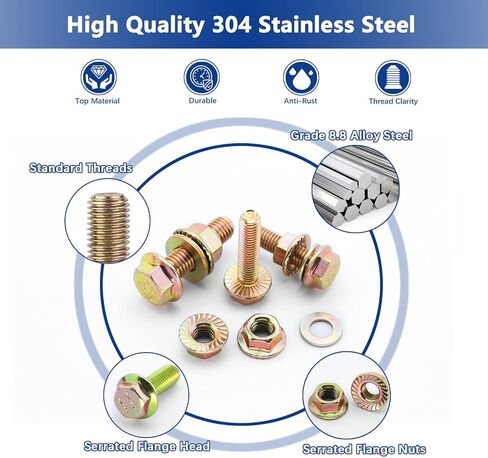 920PCS Grade8.8 Metric Bolt and Nut Assortment, M4/M5/M6/M8 Heavy Duty Hex Head Bolts and Nuts Kit with Yellow Zinc Plated, Includes 18 Common Size,Length from 12-30mm in Saudi Arabia