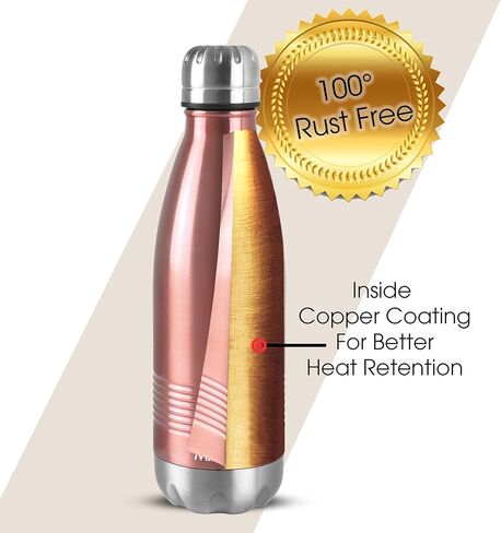 Milton Duo DLX 350 Thermosteel 24 Hours Hot and Cold Water Bottle, 1 Piece, 350 ml, Rose Gold | Leak Proof | Office Bottle | Gym | Home | Kitchen | Hiking | Trekking | Travel Bottle in Saudi Arabia