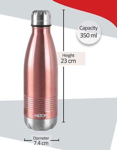 Milton Duo DLX 350 Thermosteel 24 Hours Hot and Cold Water Bottle, 1 Piece, 350 ml, Rose Gold | Leak Proof | Office Bottle | Gym | Home | Kitchen | Hiking | Trekking | Travel Bottle in Saudi Arabia