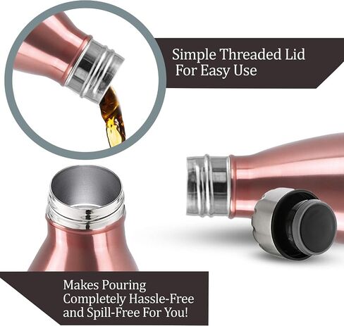 Milton Duo DLX 350 Thermosteel 24 Hours Hot and Cold Water Bottle, 1 Piece, 350 ml, Rose Gold | Leak Proof | Office Bottle | Gym | Home | Kitchen | Hiking | Trekking | Travel Bottle in Saudi Arabia