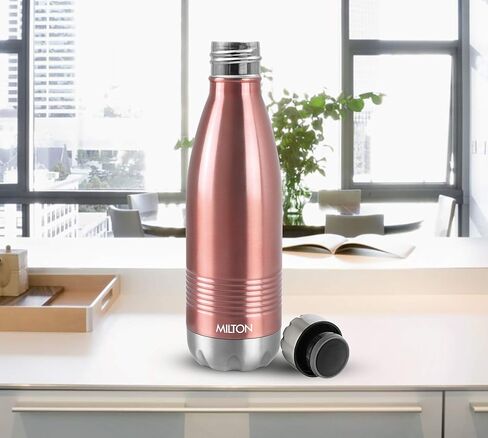 Milton Duo DLX 350 Thermosteel 24 Hours Hot and Cold Water Bottle, 1 Piece, 350 ml, Rose Gold | Leak Proof | Office Bottle | Gym | Home | Kitchen | Hiking | Trekking | Travel Bottle in Saudi Arabia