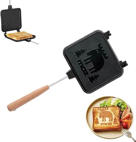 صانع الساندوتشات اليدوي، مقلاة ساندويتش غير لاصقة مزدوجة الجوانب مع مقبض من الألومنيوم، مقلاة شواء قابلة للطي لوجبة الإفطار وتوست بانيني. in Kuwait