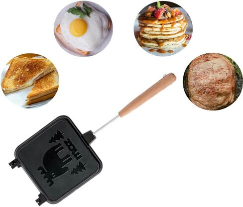 صانع الساندوتشات اليدوي، مقلاة ساندويتش غير لاصقة مزدوجة الجوانب مع مقبض من الألومنيوم، مقلاة شواء قابلة للطي لوجبة الإفطار وتوست بانيني. in Kuwait