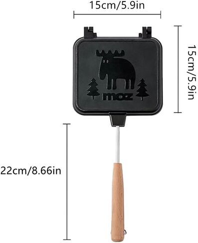 صانع الساندوتشات اليدوي، مقلاة ساندويتش غير لاصقة مزدوجة الجوانب مع مقبض من الألومنيوم، مقلاة شواء قابلة للطي لوجبة الإفطار وتوست بانيني. in Kuwait