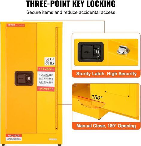 VEVOR 16 Gallon Safety, Galvanized Steel Flammable Cabinet, 18 x 18 x 35.4 inch, Yellow in Saudi Arabia