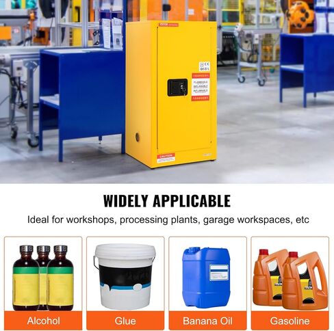 VEVOR 16 Gallon Safety, Galvanized Steel Flammable Cabinet, 18 x 18 x 35.4 inch, Yellow in Saudi Arabia