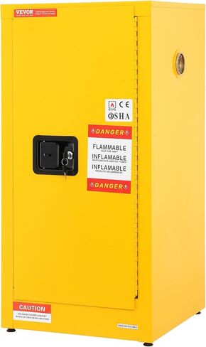 VEVOR 16 Gallon Safety, Galvanized Steel Flammable Cabinet, 18 x 18 x 35.4 inch, Yellow in Saudi Arabia