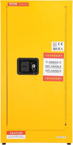 VEVOR 16 Gallon Safety, Galvanized Steel Flammable Cabinet, 18 x 18 x 35.4 inch, Yellow in Saudi Arabia