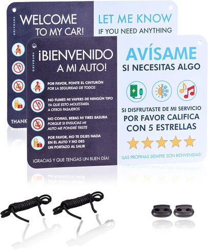 Rideshare Car Sign 2-Pack — Better Customer Relations, Higher Ratings and More Tips with Universal Sign, Accessory for Rideshare Drivers – 9" x 6" (Blue and Grey) in Saudi Arabia