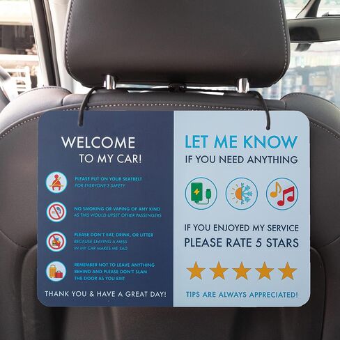 Rideshare Car Sign 2-Pack — Better Customer Relations, Higher Ratings and More Tips with Universal Sign, Accessory for Rideshare Drivers – 9" x 6" (Blue and Grey) in Saudi Arabia