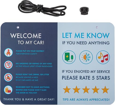 Rideshare Car Sign 2-Pack — Better Customer Relations, Higher Ratings and More Tips with Universal Sign, Accessory for Rideshare Drivers – 9" x 6" (Blue and Grey) in Saudi Arabia
