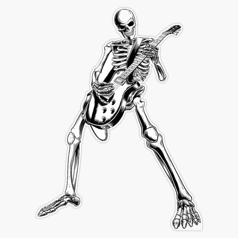 الهيكل العظمي العزف على الجيتار الكهربائية الصوتية الكلاسيكية ملصق ملصقات للسيارة متعددة الأشكال ملصق حائط من الفينيل‏ 5" in Kuwait