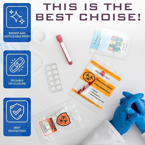 أكياس عينات المخاطر البيولوجية من APQ، مقاس 8 × 10 بوصة. حزمة من 100 كيس عينات شفاف بسحاب. 3 حقيبة حائط لعينات البولي إيثيلين. 2 مل من حقيبة العينات البيولوجية. حقيبة نقل المخاطر البيولوجية. الأكياس البلاستيكية ذات المخاطر البيولوجية in Kuwait