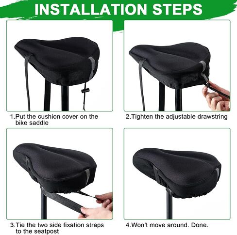 BOOMIBOO Bike Seat Cushion-Gel Padded Bike Seat Cover for Men & Women Adjustable Bicycle Seat Cushion Soft Bike Saddle Cover Compatible with Peloton, Mountain and Road Bikes in Saudi Arabia