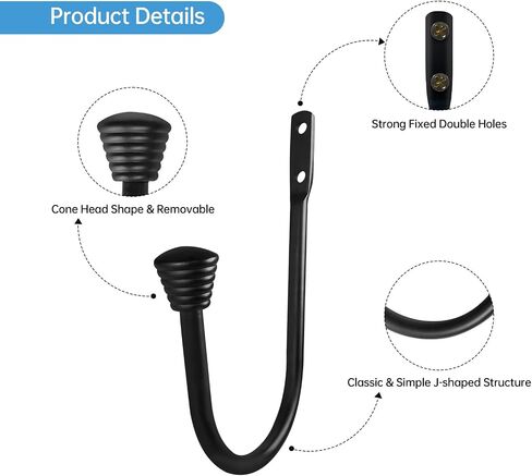2PCS Black Curtain Holdbacks - Metal Decorative Curtain Hooks for Drapes, Curtain Tiebacks Clips Wall Mounted Curtain Tie Holders, Curtain Pull Backs Drapery Hooks with Screw for Wall in Saudi Arabia
