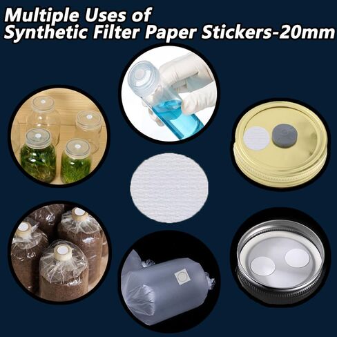 لوازم نمو الفطر 0.25 ميكرومتر - 18 قطعة - 68 مم قرص مرشح الفطر المطبق تحت غطاء جرة واسع الفم لزراعة الفطر in Kuwait