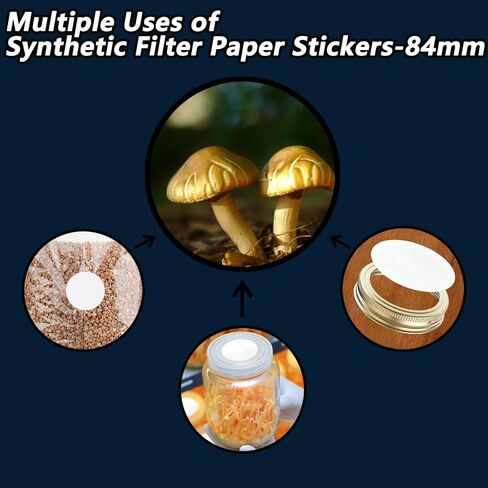 لوازم نمو الفطر 0.25 ميكرومتر - 18 قطعة - 68 مم قرص مرشح الفطر المطبق تحت غطاء جرة واسع الفم لزراعة الفطر in Kuwait