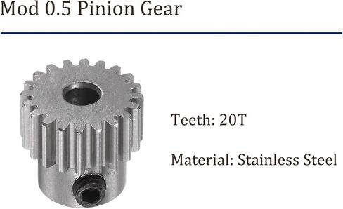 Mod 0.5 Pinion Gear 20 سنًا - [تجويف 3 مم × ارتفاع 5 مم] ترس المحرك التفاضلي المحفز لقطع غيار السيارات طراز RC، علبة التروس، استخدام المطحنة الكهربائية، الفولاذ المقاوم للصدأ، لون فضي in Saudi Arabia