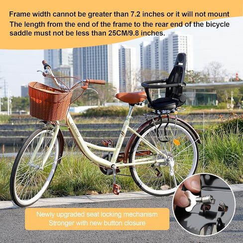 Rear Child Bike Seat, Adjustable Backrest Rear Bike Seat, Foldable and Rotatable Rear Mounted Child Bike Seat, New Comfortable Child Rear Seat, Suitable for Most Bicycle Rear Frames in Kuwait