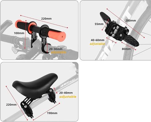 Kids Bike Seat Replacement with Handlebar,Detachable Front Mounted Child Bicycle Seat with Foot Pedals for Children 2~5 Years in Saudi Arabia
