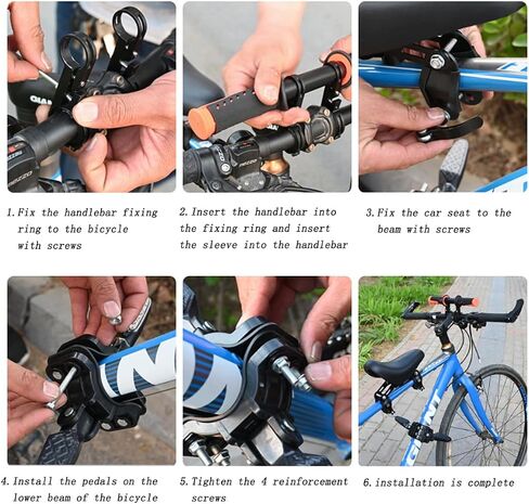 Kids Bike Seat Replacement with Handlebar,Detachable Front Mounted Child Bicycle Seat with Foot Pedals for Children 2~5 Years in Saudi Arabia