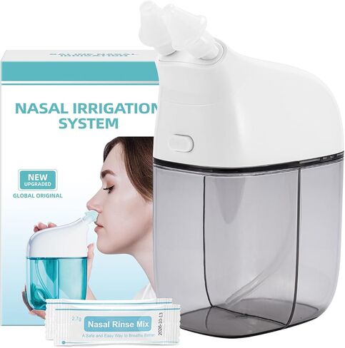 Nasal Irrigation System, Nasal Rinse Machine, Sinus Rinse Machine, Nose Sinus Cleaner Machine with Water Tank & Waste Collection Tank - 30 Saline Packets - Blue in Saudi Arabia