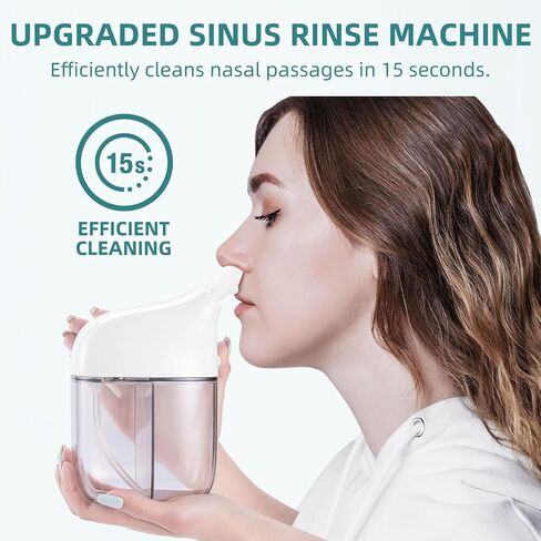 Nasal Irrigation System, Nasal Rinse Machine, Sinus Rinse Machine, Nose Sinus Cleaner Machine with Water Tank & Waste Collection Tank - 30 Saline Packets - Blue in Saudi Arabia