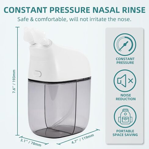 Nasal Irrigation System, Nasal Rinse Machine, Sinus Rinse Machine, Nose Sinus Cleaner Machine with Water Tank & Waste Collection Tank - 30 Saline Packets - Blue in Saudi Arabia