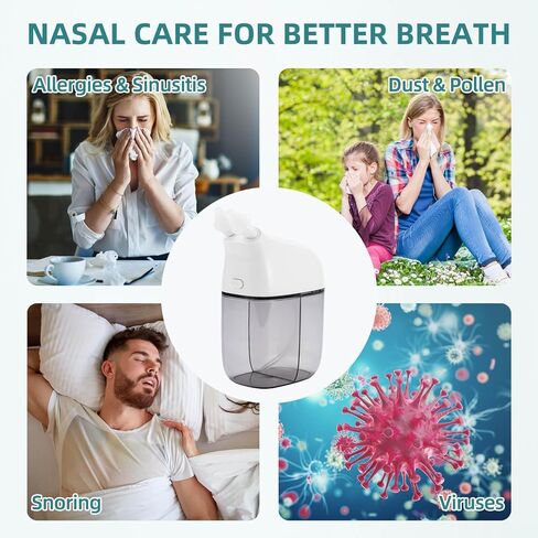 Nasal Irrigation System, Nasal Rinse Machine, Sinus Rinse Machine, Nose Sinus Cleaner Machine with Water Tank & Waste Collection Tank - 30 Saline Packets - Blue in Saudi Arabia