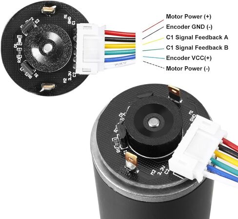 Uxcell DC 12V 55RPM 8.5Kg.cm محرك تروس دودي ذاتي القفل مع تشفير وكابل، محرك تخفيض سرعة عزم الدوران العالي in Saudi Arabia