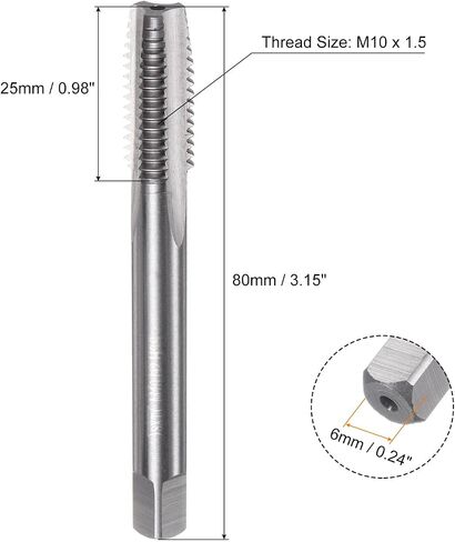 uxcell 2pcs Metric Hand Tap Set, M8 x 1.25 Taper/Plug Thread Screw Taps, High Speed Steel Hand Threading Tapping Tool Kit in Saudi Arabia
